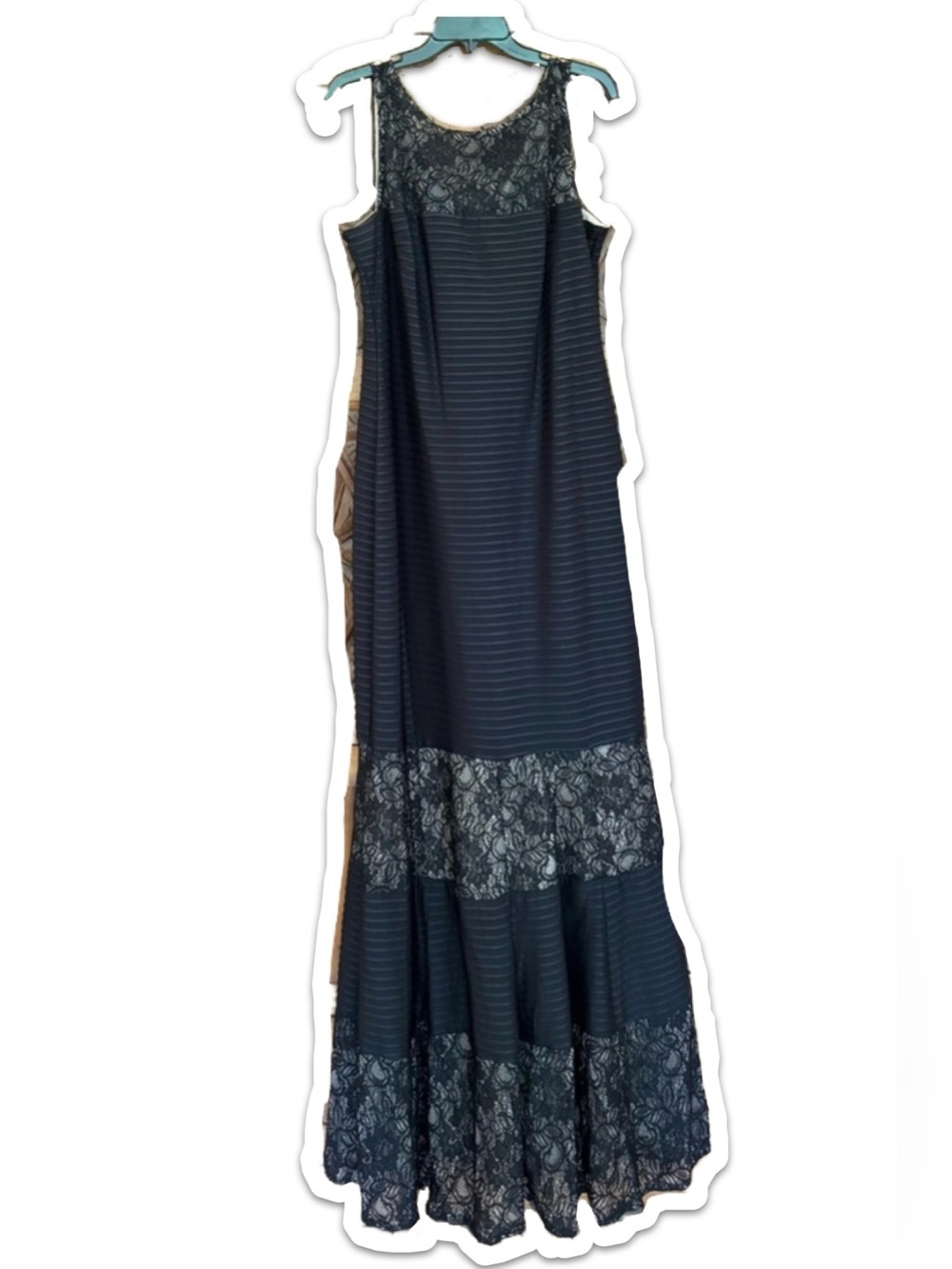 London Times Black Lace Maxi Dress
